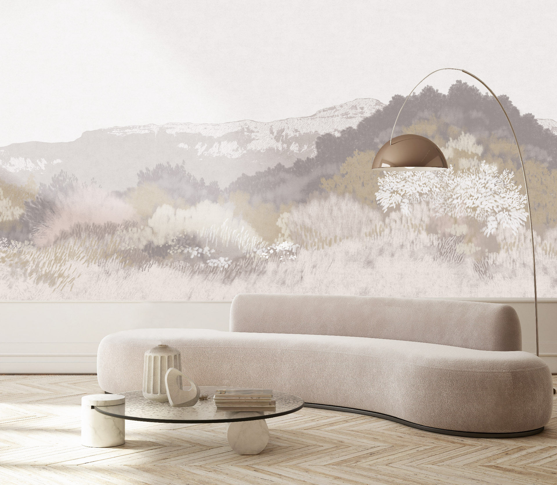 Панно Loymina Пейзаж 2 Степь ART17 002 3×7 фото в интерьере